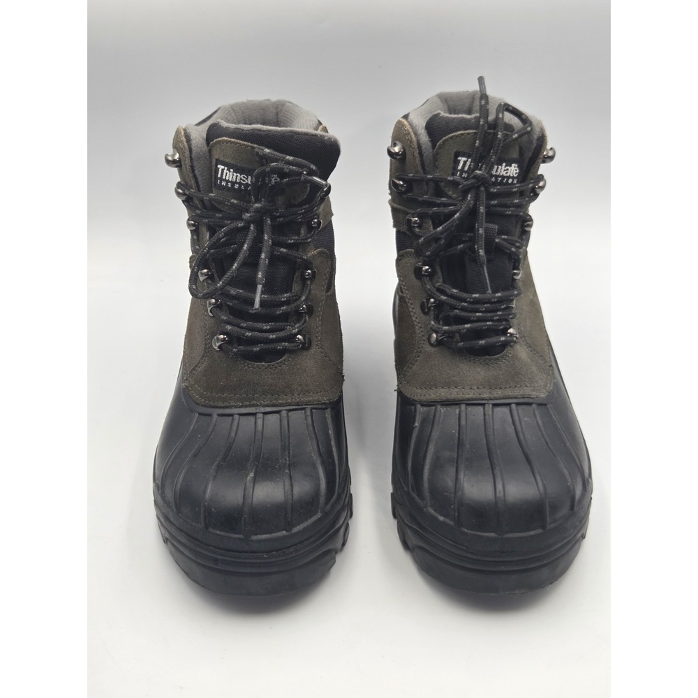 Covington Mens 10M Lace Up Duck Boots Black Olive Green Thinsulate Workwear